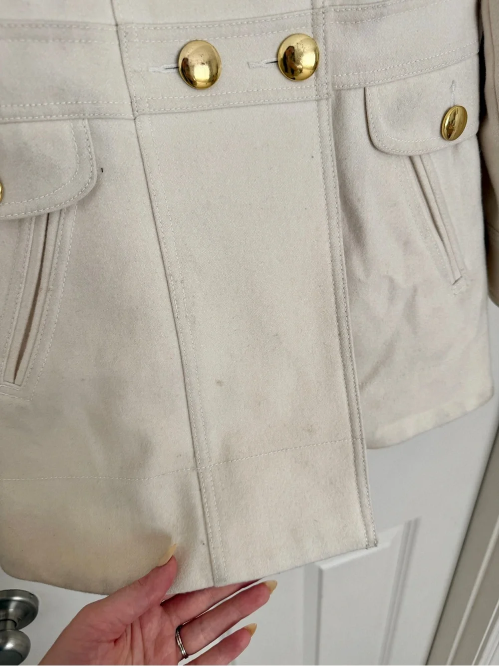 GAP Kids Cream Pea Coat - Neutral Wool-Blend Jacket